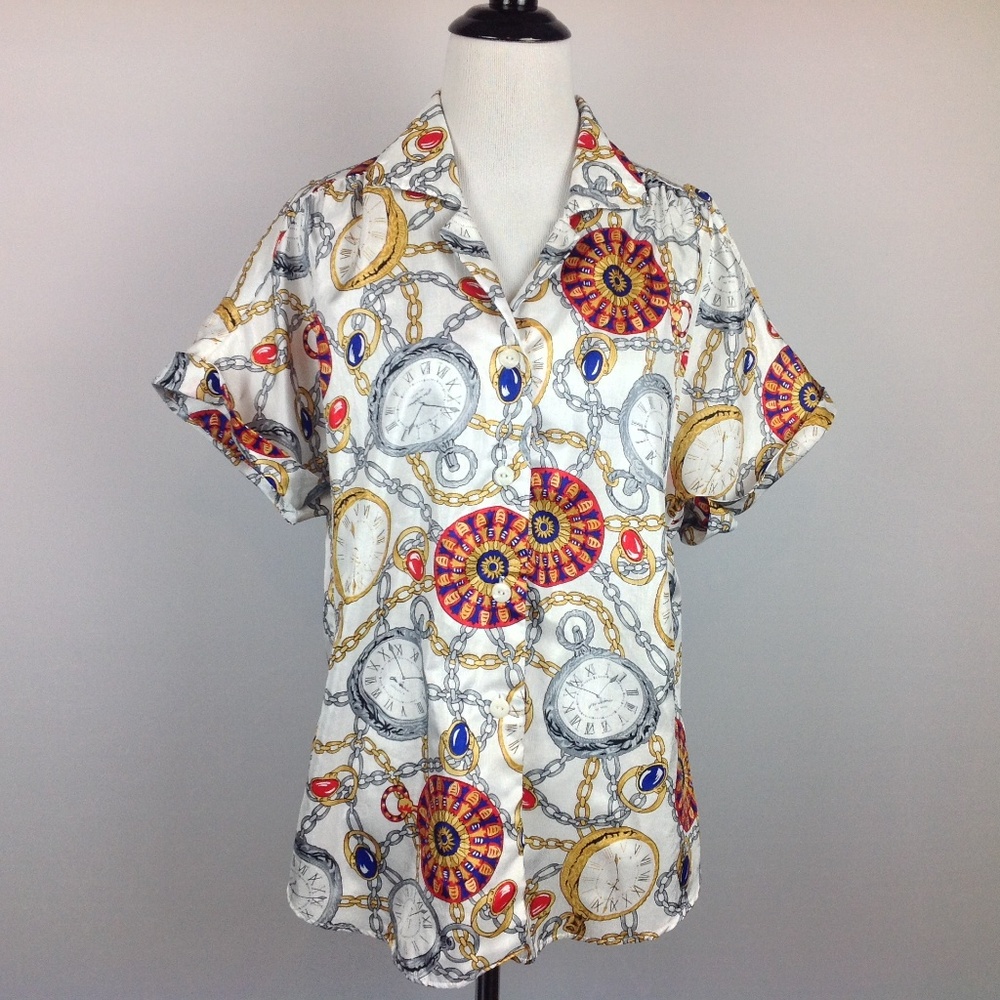 Vintage Judy Bond Top Womens Medium Satin Jewel